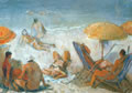 Spiaggia, sd 1967-’68, olio su tela, cm 50x70, Positano, collezione privata